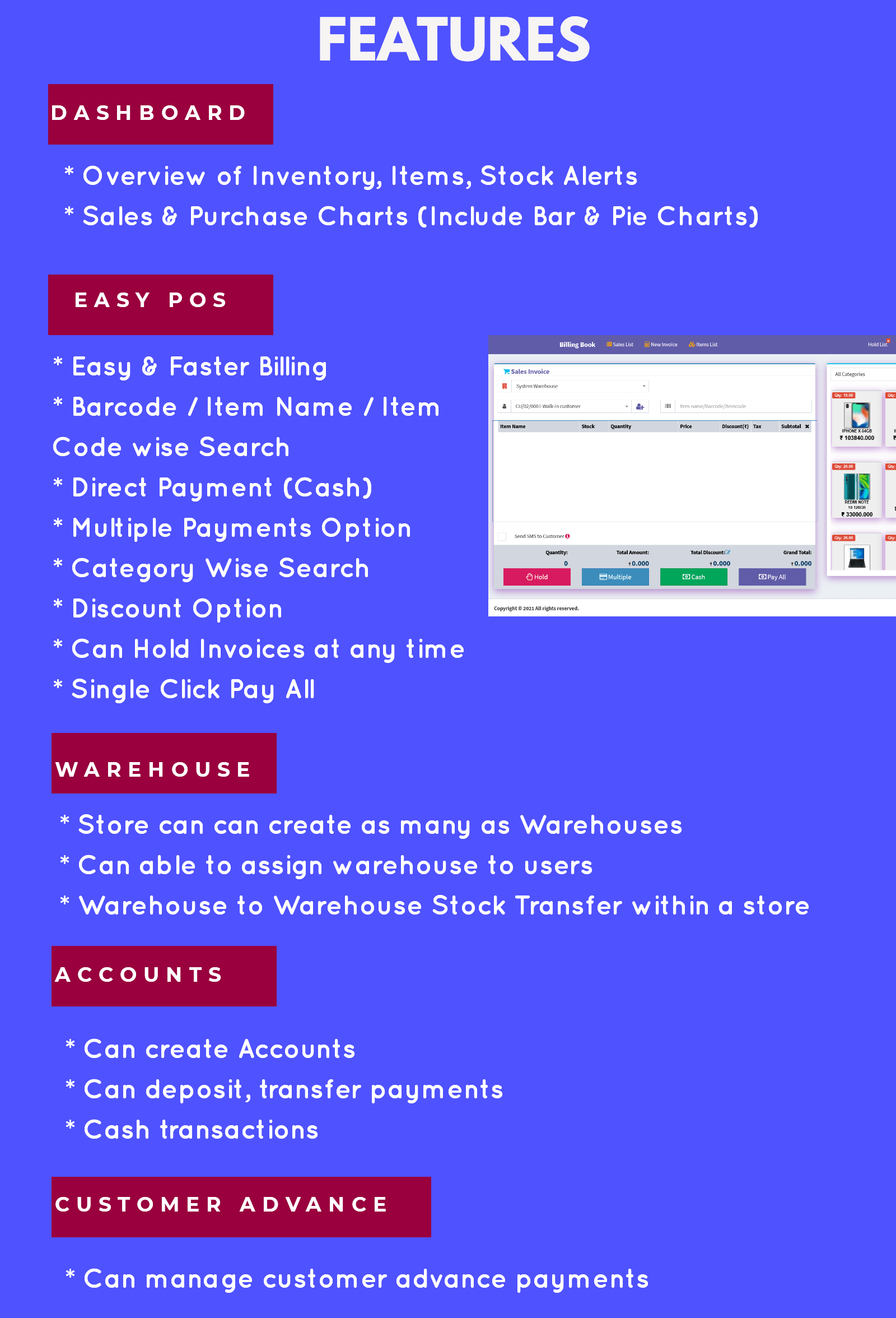 Billing Book -Advanced POS, Inventory, Accounting, Warehouse, Multi Users, GST Ready