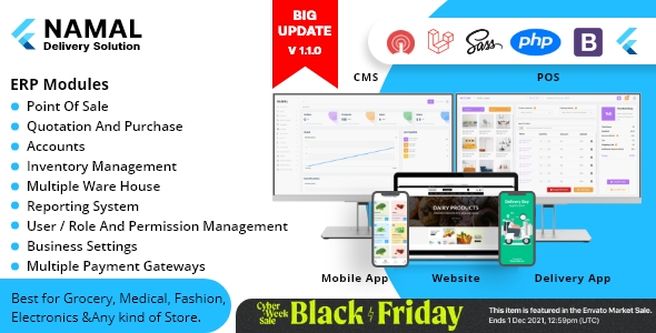 Namal – 5 in 1 Flutter Delivery Solution with POS for Single & Multiple Location Business Brand
