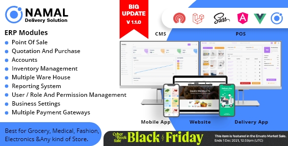 Namal – 5 in 1 Ionic Delivery Solution with POS for Single & Multiple Location Business Brand
