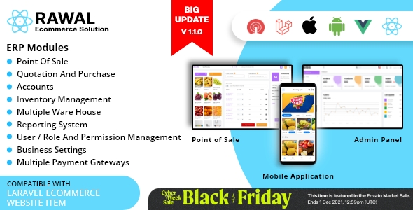Rawal – React and Laravel Ecommerce Solution with POS for Single & Multiple Location Business Brand