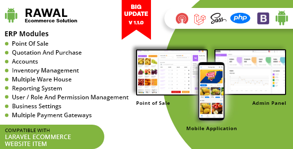Rawal – Android & Laravel Ecommerce Solution with POS for Single & Multiple Location Business Brand