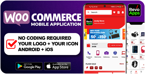 Revo Apps Woocommerce - Flutter E-Commerce Full App Android iOS - Fashion Electronic Grocery Others