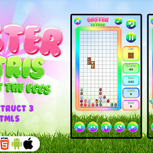 Easter Tetris Game - Collect The Eggs (Construct 3 | C3P | HTML5) Easter Game
