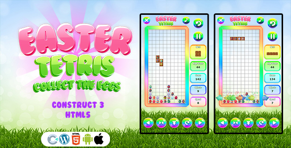 Easter Tetris Game - Collect The Eggs (Construct 3 | C3P | HTML5) Easter Game