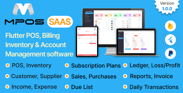 MPOS SAAS - Flutter POS,Billing,Inventory & Account Management software
