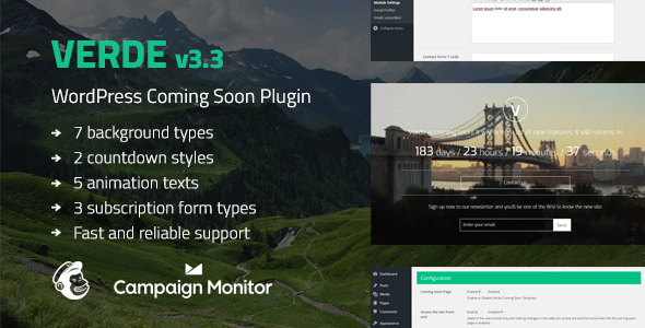 Verde - Responsive WordPress Coming Soon Plugin