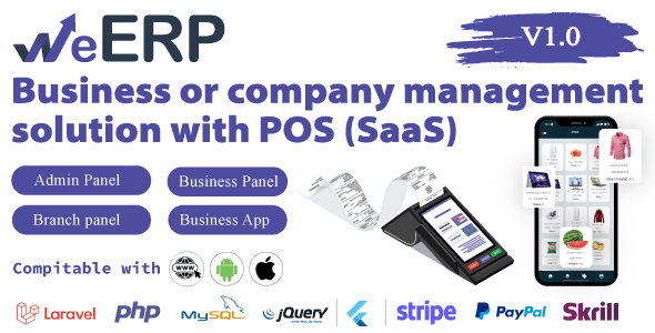 WeERP - Business or company management solution with POS (SaaS) including web panel