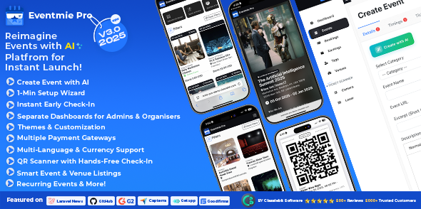 Eventmie Pro 3.0 - Event Ticket Selling & Management Multi-vendor Platform | Create Event with AI