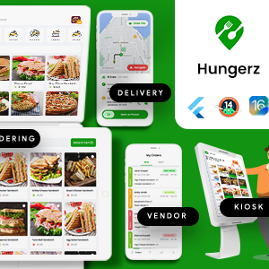 16 App Template| Food Ordering| Multi Restaurant App| Food Delivery| Restaurant POS| Flutter Hungerz
